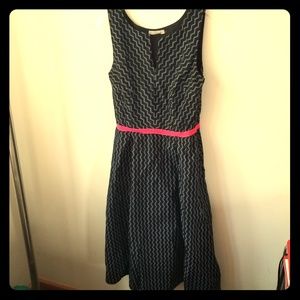 eShakti Chevron print dress with pink trim